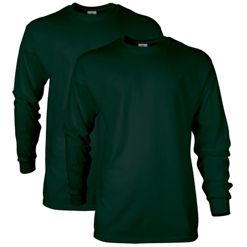 Gildan Unisex-Erwachsene Ultra Cotton Long Sleeve, Style G2400, Multipack T-Shirt, Waldgrün, 3XL (2er Pack) von Gildan