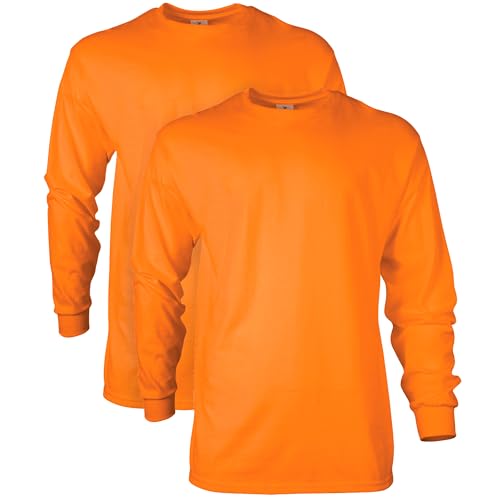 Gildan Uni-Erwachsene Ultra Cotton Long Sleeve T-Shirt, Style G2400, Multipack Hemd, Safety Orange (2er-Pack), 3XL von Gildan