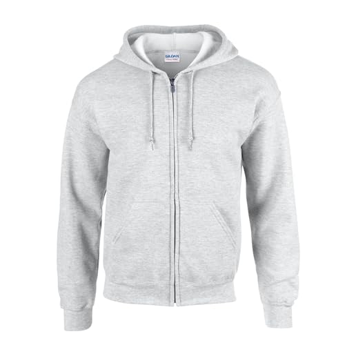 Gildan Unisex Heavy Blend Adult Full Zip Hooded Sweatshirt, Grau (Ash Grey), L von Gildan