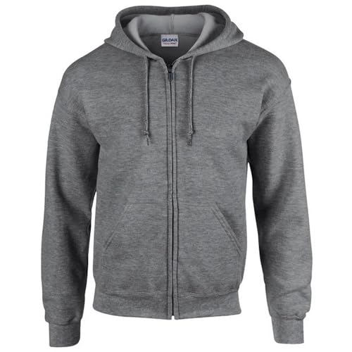 Gildan Unisex Heavy Blend Adult Full Zip Hooded Sweatshirt, grau (Graphite Heather), M von Gildan