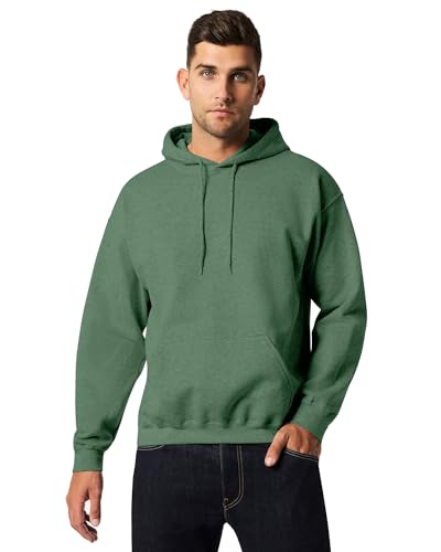 Gildan, G18500 XX, großes und dickes Fleecemischgewebe-Sweatshirt mit Kapuze, für Kinder und Erwachsene, Farbe: Schwarz und Grün, S. von Gildan