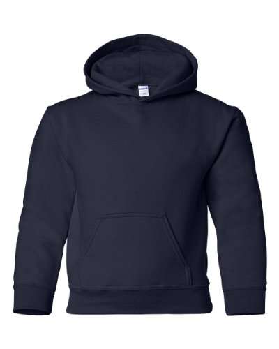 Gildan Unisex-Kinder Youth Hooded Sweatshirt, Style G18500b Kapuzenpullover, Navy, Large von Gildan