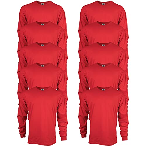 Gildan Unisex Langärmliges T-shirt aus Ultra-baumwolle, Stil G2400 T-Shirt, Rot (10er-pack), XL von Gildan