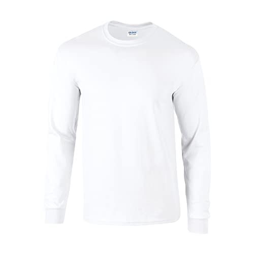 Gildan Unisex Ultra Cotton Adult Long Sleeve T-Shirt Tshirt, weiß, XXL von Gildan