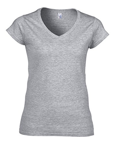 Gildan: Ladies` Softstyle® V-Neck T-Shirt 64V00L, Größe:XL;Farbe:Sport Grey von Gildan