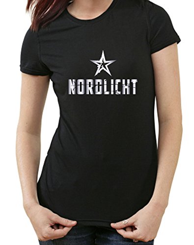 Nordlicht T-Shirt Hamburg Flensburg Bremen Rostock Kiel Lübeck, M, Ladies schwarz von Gildan