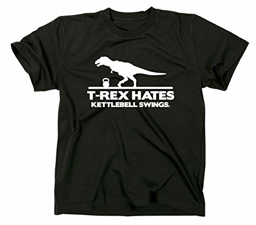 T-Rex Hates Kettlebell Swings Fun T-Shirt, M, schwarz von Gildan
