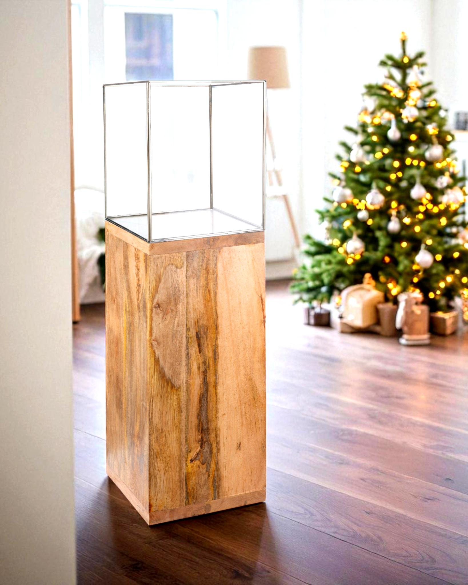 GILDE Bodenwindlicht "Windlicht, Kerzenhalter Säule, 91.26x26cm, Geschenkidee" mit geöltem Mangoholz, Höhe ca. 91 cm von Gilde