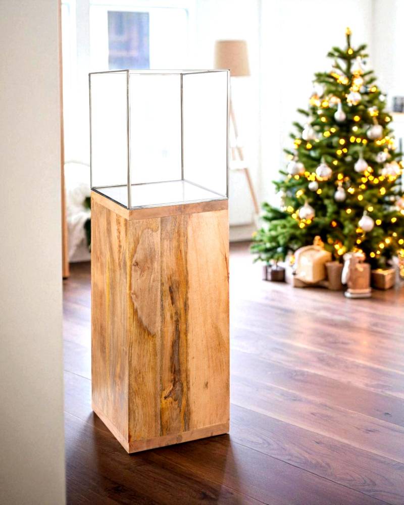 GILDE Bodenwindlicht "Windlicht, Kerzenhalter Säule, 91.26x26cm, Geschenkidee" mit geöltem Mangoholz, Höhe ca. 91 cm von Gilde