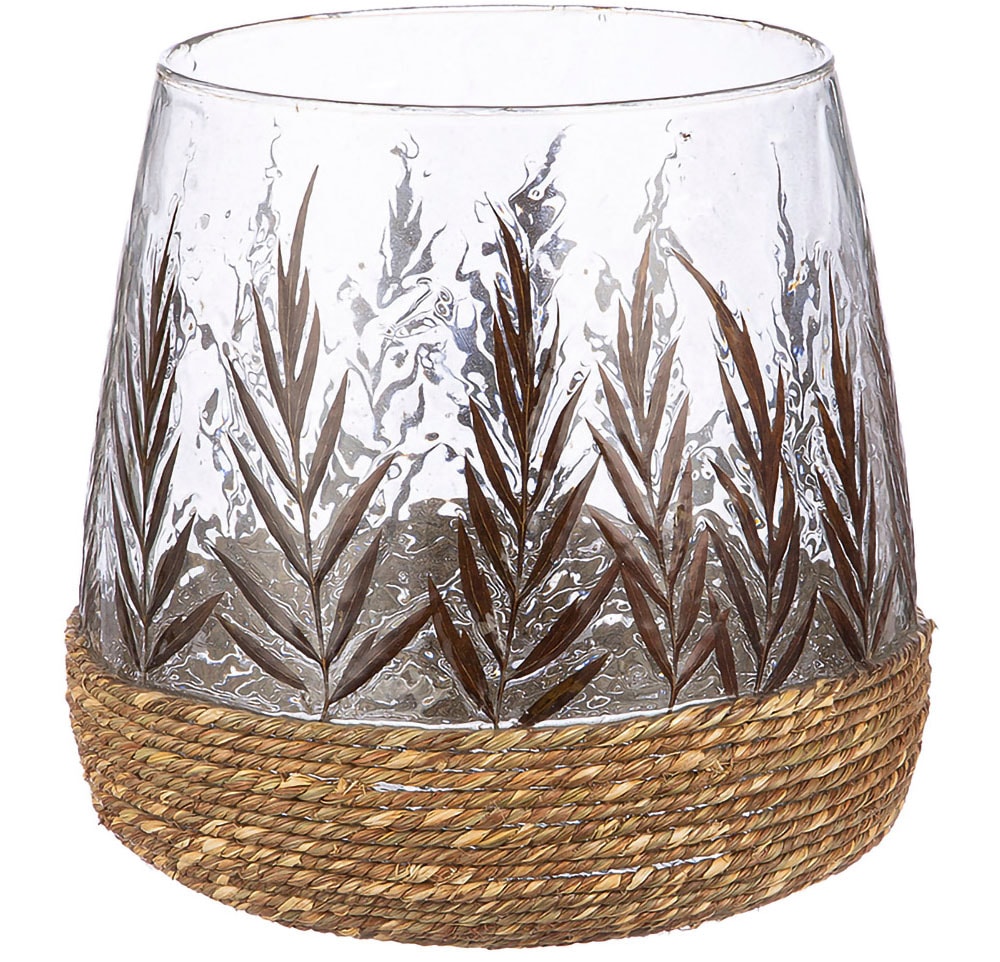 GILDE Teelichthalter "Kerzenhalter Greenery" Teelichtleuchter, 1-flammig, aus Glas, Höhe ca. 20 cm von Gilde