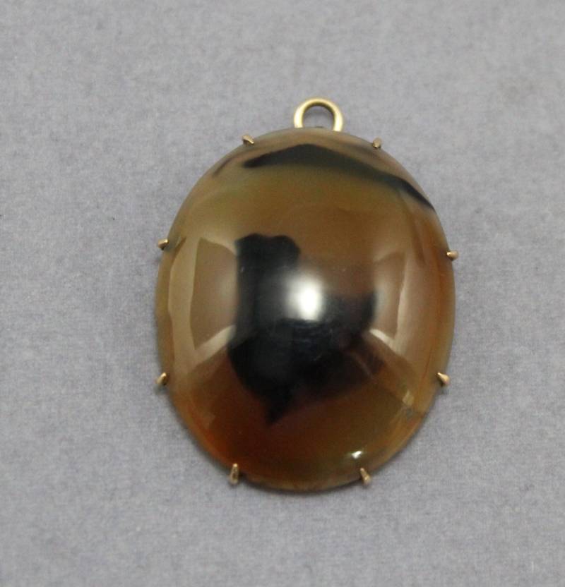 Edwardian Achat Anhänger 12K Gold Filled Mit Drehballen Großer Antiker von GildedAgeJewels