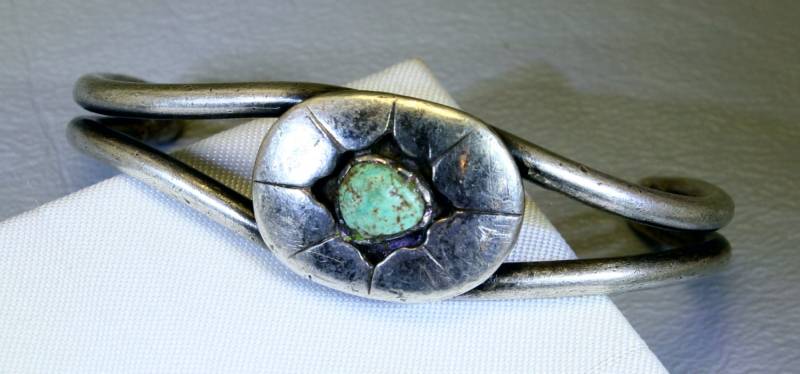 Türkis Armband Sterling Silber Vintage Südwestlichen Manschette von GildedAgeJewels