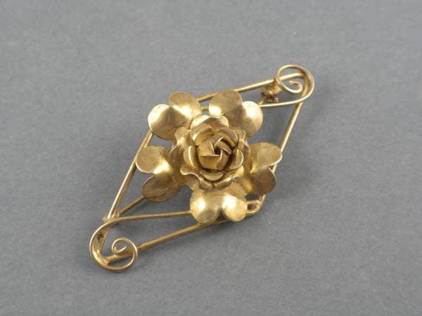 sterling Silber Blumen Pin Vintage 1940Er 50Er Jahre Offene Arbeit Rose Feinsilber Brosche von GildedAgeJewels