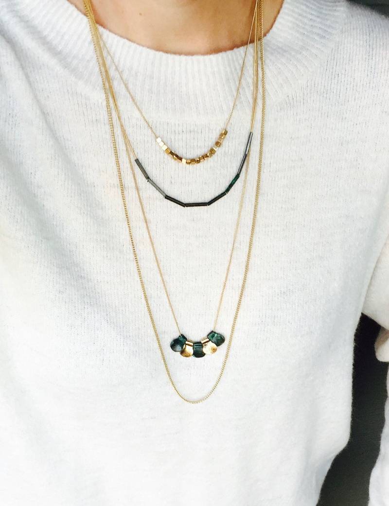 Multi Strang Rustikale Gold Patina Kupfer Münze Perlen Halskette | Grün Boho Rocker |Minimalistisch |Geschenke Für Sie von GildedBug