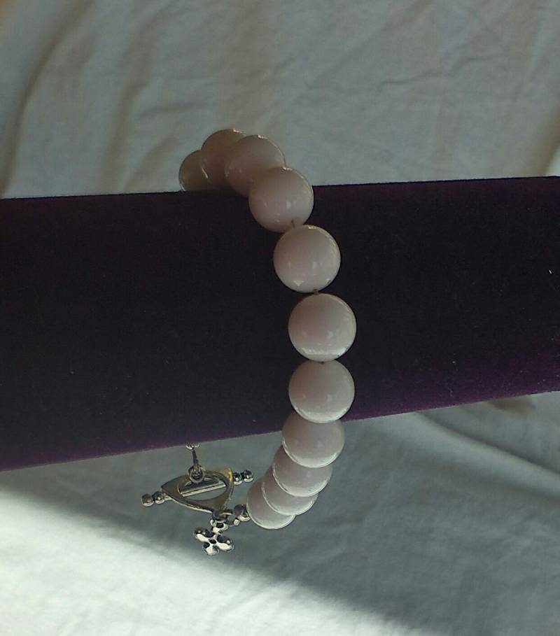 Hand-Perlen Echte Weiße Jade-Toggle-Armband von GildedLilyJewels