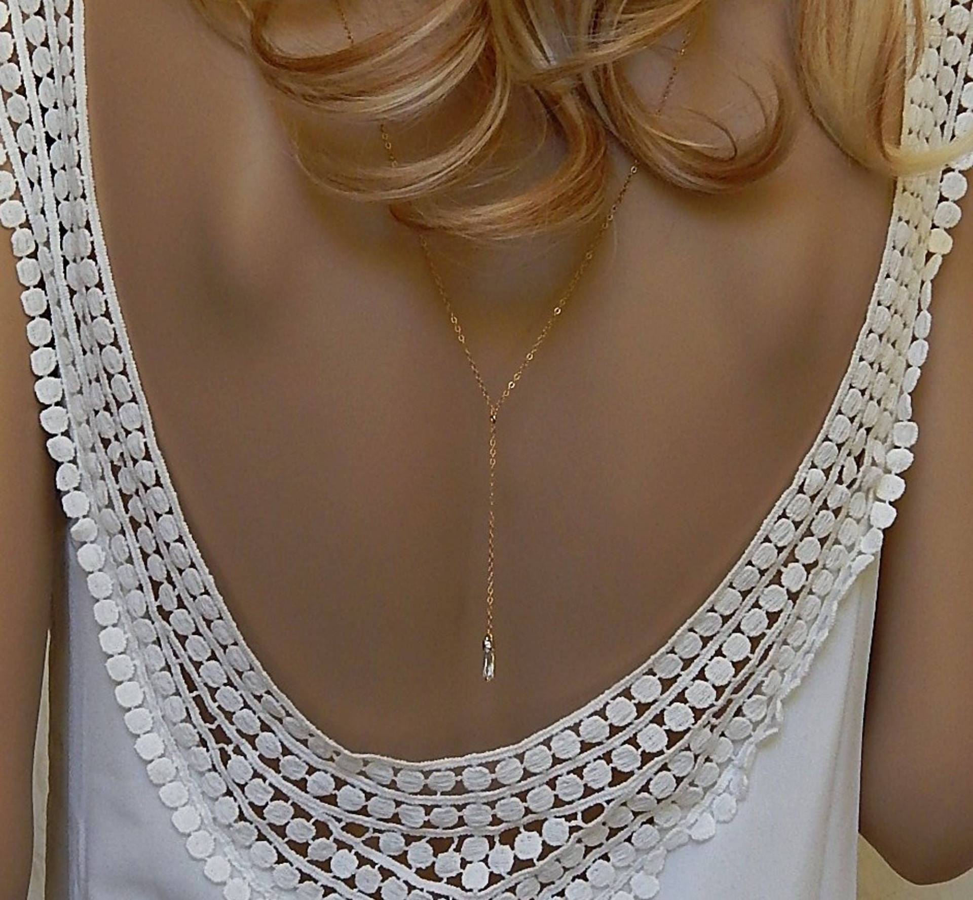Cz Diamant Lariat Halskette Gold, Roségold Oder Sterling Silber Brautschmuck Cz Diamant Lariat Halskette Gold, Roségold Oder Sterling Silber Brautschmuck von GildedSapphireStudio