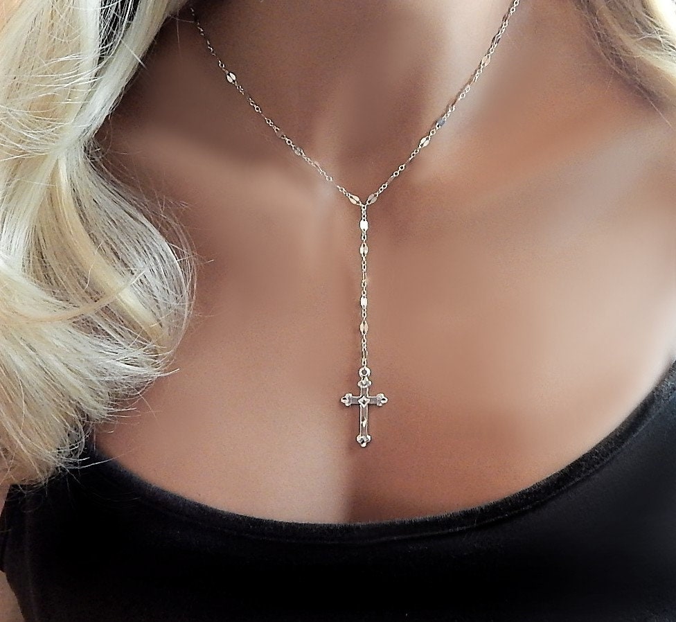 Gold Gefüllte Kreuz Lariat Halskette Christliches Spirituelles Geschenk Gold Gefüllte Kreuz Lariat Halskette Christliches Spirituelles Geschenk von GildedSapphireStudio