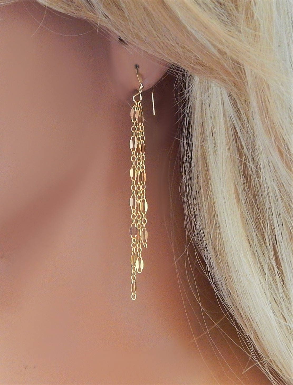 Lange Quastenohrringe 14K Gold Filled Oder Sterling Silber Anhänger Lange Quastenohrringe 14K Gold Filled Oder Sterling Silber Anhänger von GildedSapphireStudio