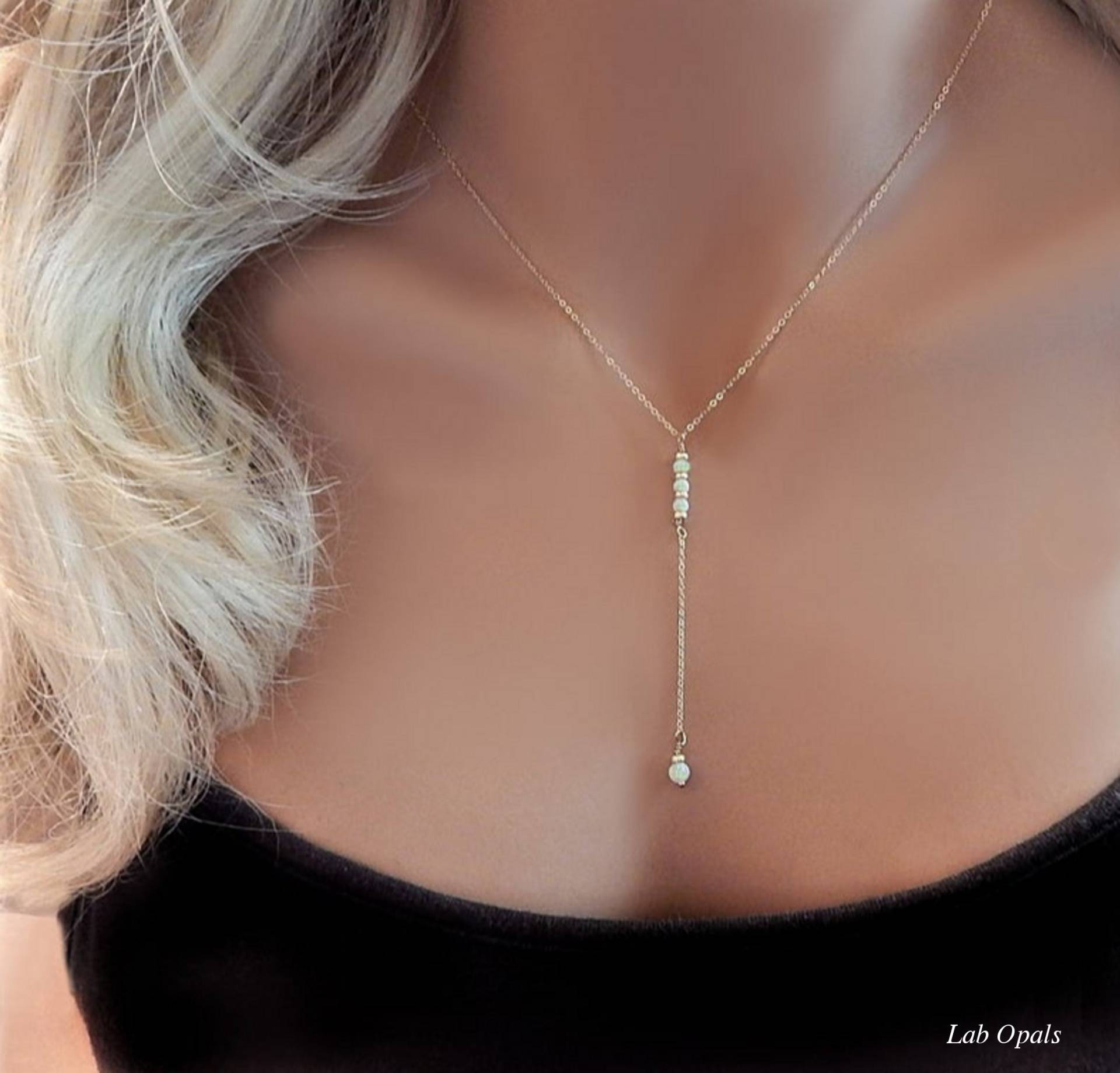 Opal Lariat Halskette, Oktober Geburtsstein, Frau Schwester Geschenk, Best Friend Edelstein Lariat, Schmuck, Rose Gold Opal Lariat Halskette, Oktober Geburtsstein, Frau Schwester Geschenk, Best Friend Edelstein Lariat, Schmuck, Rose Gold von GildedSapphireStudio
