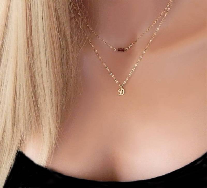 Zierliche Halskette, Edelstein-Halskette Für Frau, Geschenk Sie, Geschichteter Erster Geburtsstein, Benutzerdefinierte Edelstein, Freundin Zierliche Halskette, Edelstein-Halskette Für Frau, Geschenk Sie, Geschichteter Erster Geburtsstein, Benutzerdefinierte Edelstein, Freundin von GildedSapphireStudio