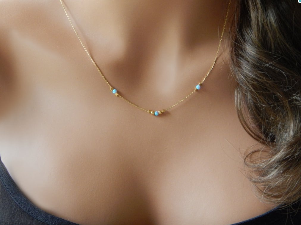 Zierliche Opal Halskette 14K Gold Filled, Sterling Silber, Roségold Zierliche Opal Halskette 14K Gold Filled, Sterling Silber, Roségold von GildedSapphireStudio