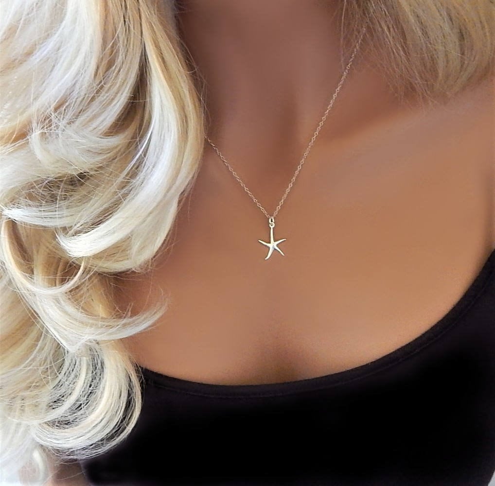 Zierliche Seestern Halskette Sterling Silber Oder Vermeil Gold, Hochzeitsschmuck Am Strand Zierliche Seestern Halskette Sterling Silber Oder Vermeil Gold, Hochzeitsschmuck Am Strand von GildedSapphireStudio