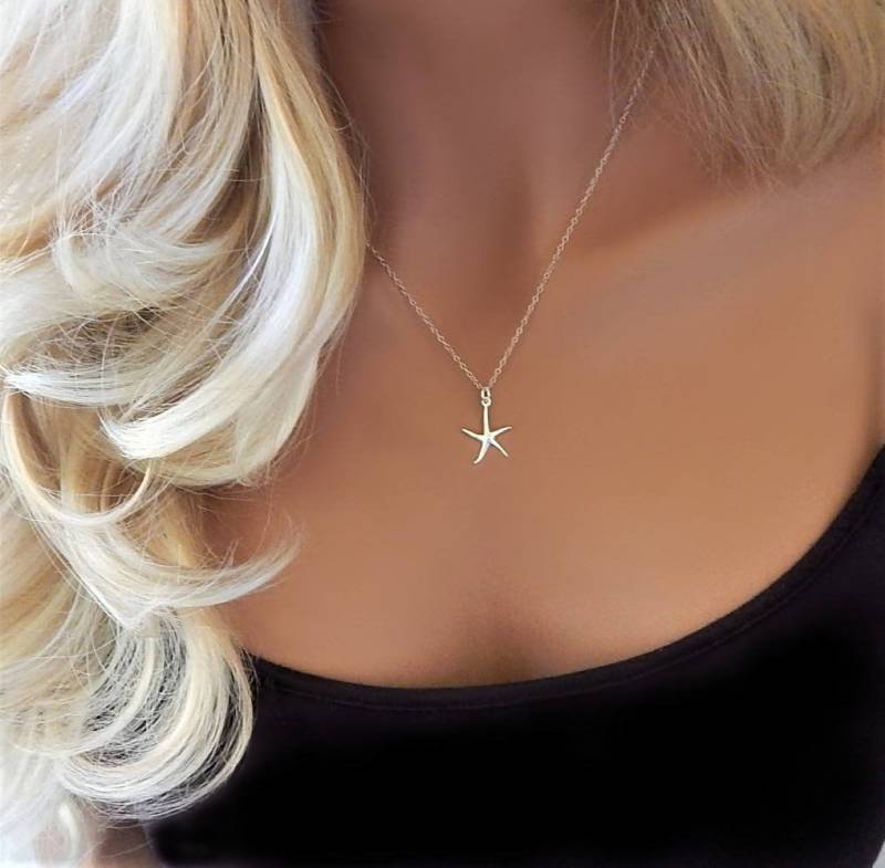 Zierliche Seestern Halskette Sterling Silber Oder Vermeil Gold, Hochzeitsschmuck Am Strand Zierliche Seestern Halskette Sterling Silber Oder Vermeil Gold, Hochzeitsschmuck Am Strand von GildedSapphireStudio