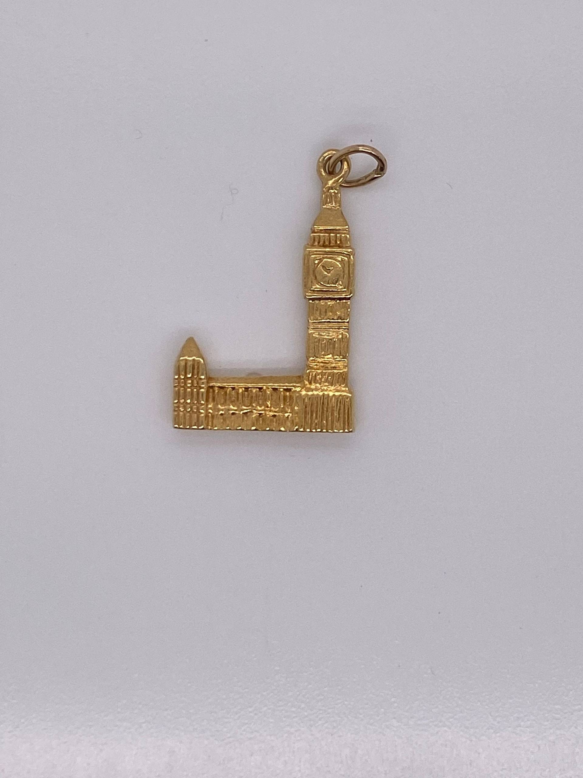 Vintage 14K Gelbgold Big Ben Anhänger von GildedTimes