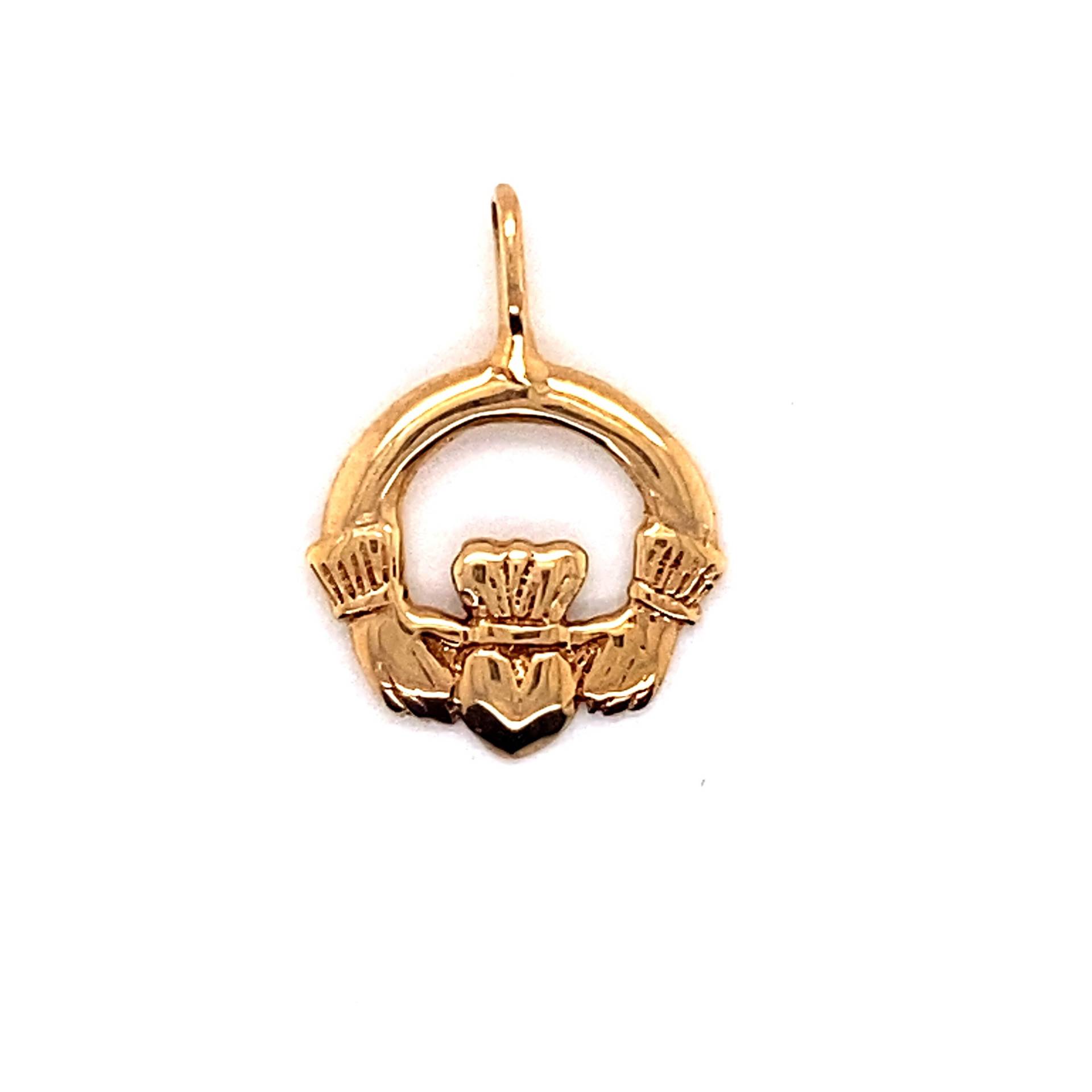 Vintage 14K Gelbgold Irish Claddagh Charme Anhänger von GildedTimes