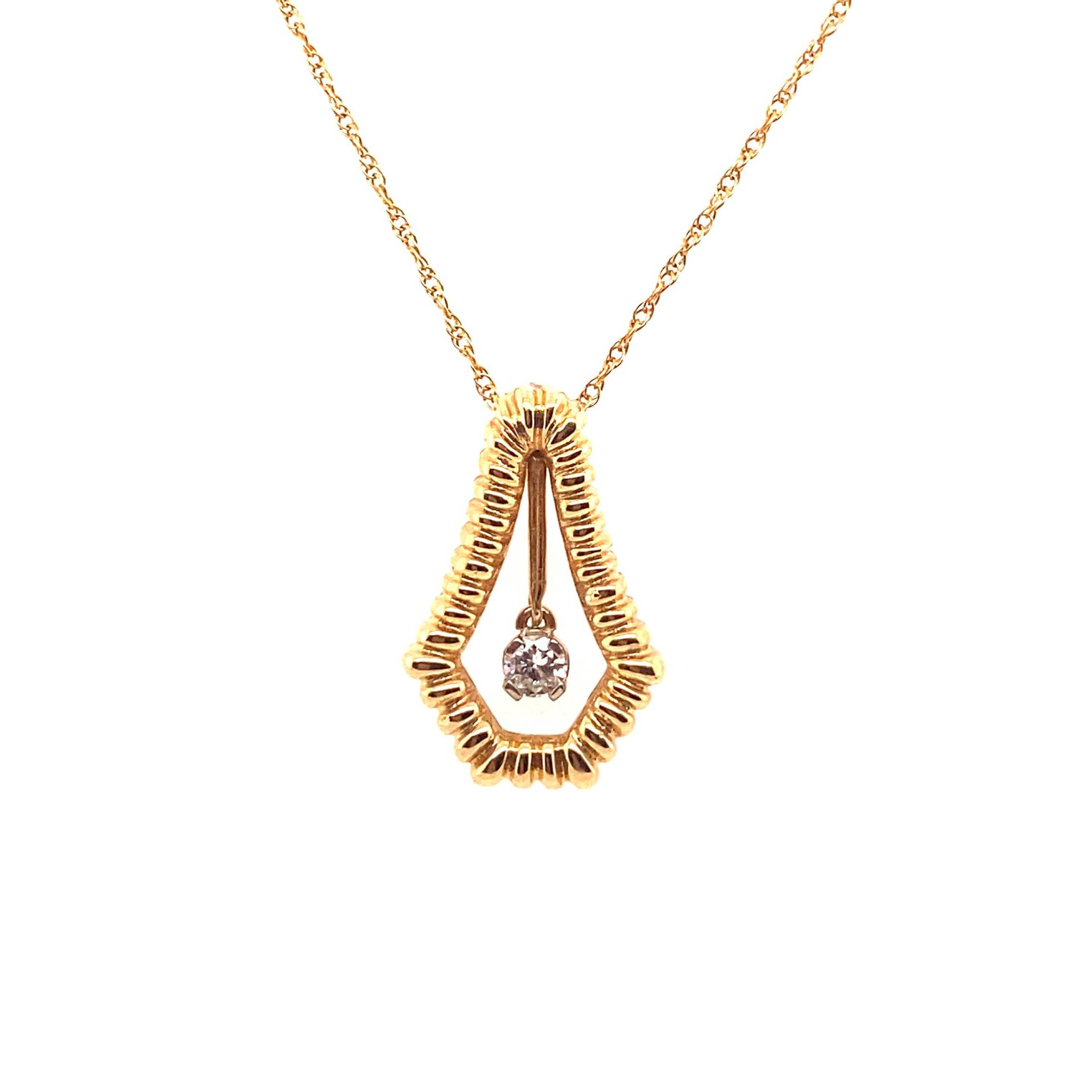 Vintage 14K Gelbgold Unikat Goldanhänger Mit Baumelnde Diamant von GildedTimes