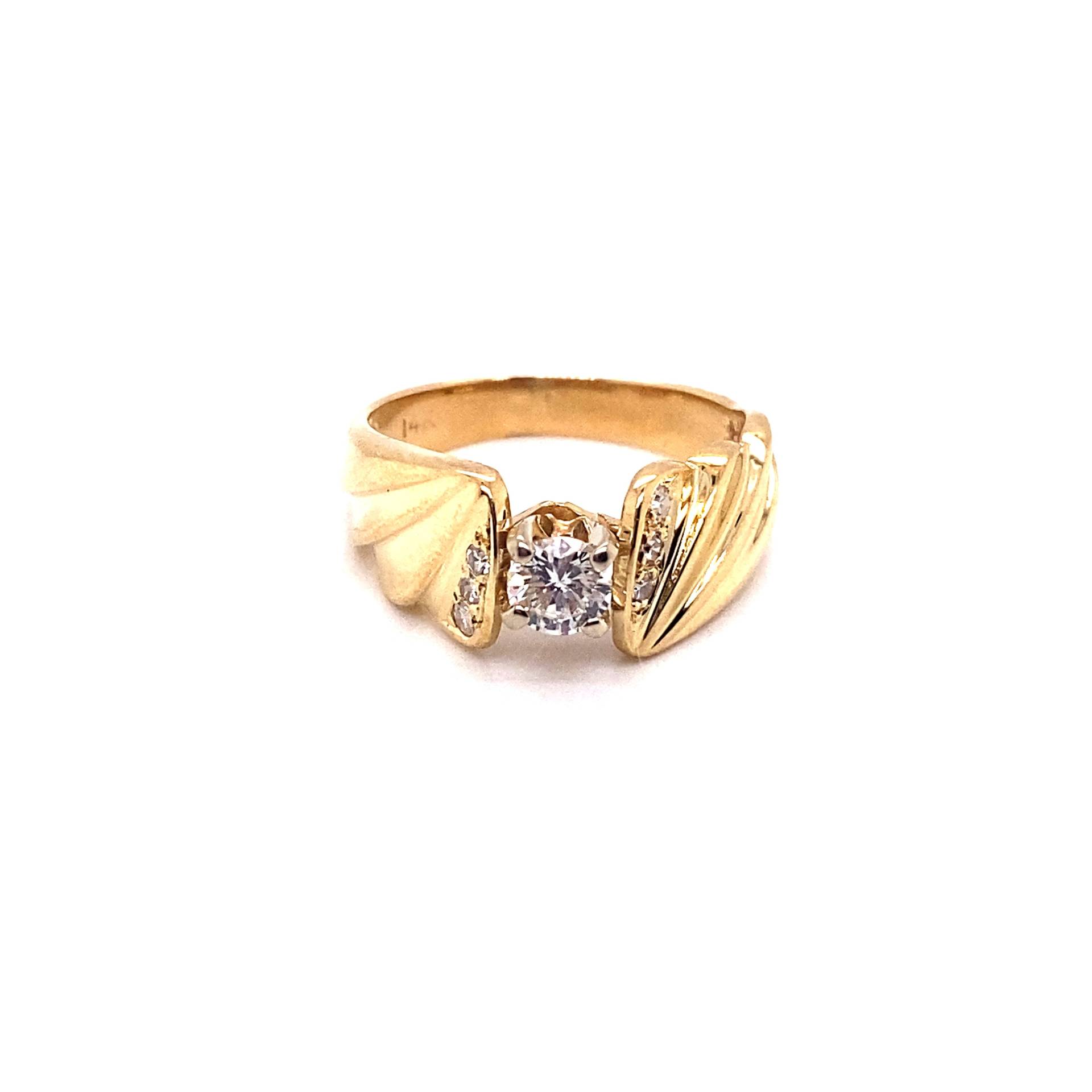 Vintage 1980Er 14K Gelbgold Breit Band Diamant Ring .33Ct von GildedTimes