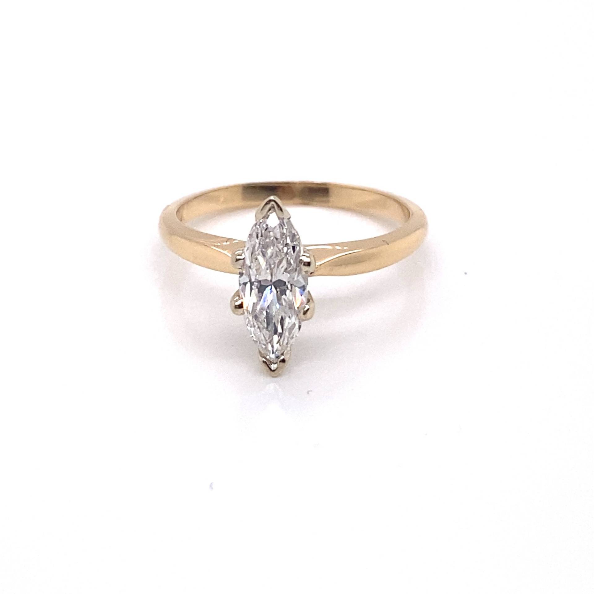 Vintage 1990Er 14K Gelbgold Marquise Diamant Solitär Verlobungsring 1, 04Ct von GildedTimes