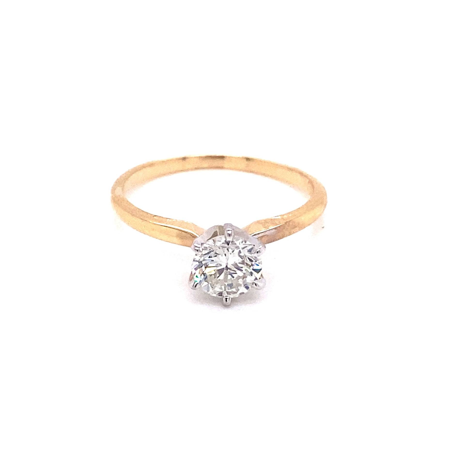 Vintage 2000Er 14K Gelbgold 6 Prong Diamant Solitär Verlobungsring .73Ct von GildedTimes