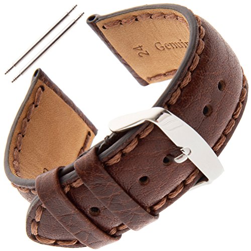 Gilden PS52 Herren-Uhrenarmband, 18-24 mm, gepolstert, genäht, Büffelkorn 20 Millimeter end Width braun Gilden PS52 Herren-Uhrenarmband, 18-24 mm, gepolstert, genäht, Büffelkorn 20 Millimeter end Width braun von Gilden