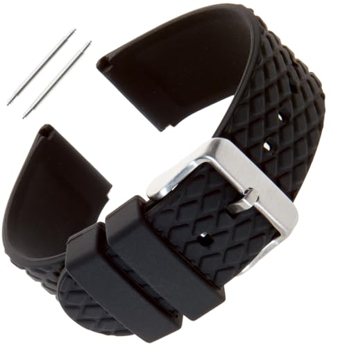 Gilden SIGEO Unisex-Uhrenarmband aus Silikon mit Rautenmuster, 22 mm, Schwarz Gilden SIGEO Unisex-Uhrenarmband aus Silikon mit Rautenmuster, 22 mm, Schwarz von Gilden