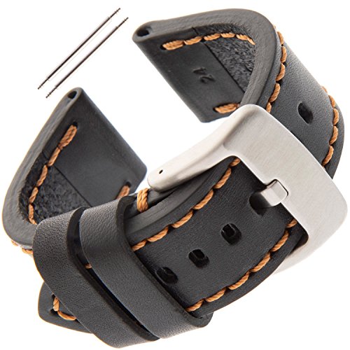 Gilden TS62 Herren-Uhrenarmband aus dickem und schwerem Kalbsleder, 22-26 mm 26 Millimeter end Width schwarz Gilden TS62 Herren-Uhrenarmband aus dickem und schwerem Kalbsleder, 22-26 mm 26 Millimeter end Width schwarz von Gilden