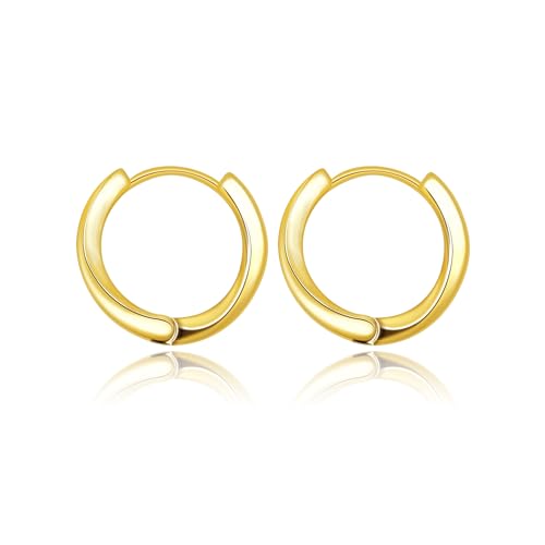 GILIEYER Gold Chunky Dicke Reifen Ohrringe, Gold üBerzogene Reifen Twisted Huggie Ohrringe aus Metall Bijoux de Mode pour Femme (Stil5-Gold) von Gilieyer