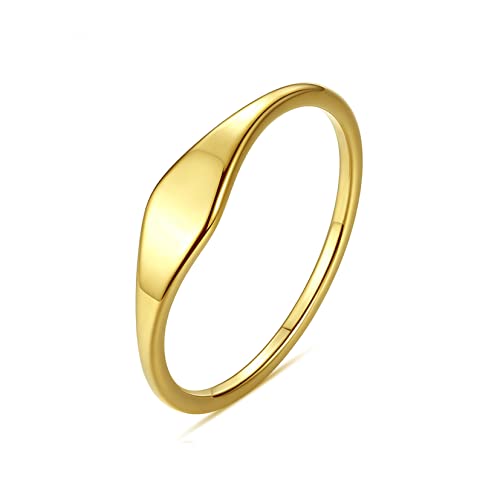 Gilieyer 14 Karat Gold Gefüllter Ring für Damen, Stapelbar Bogen Schmal Siegelringe Dünne Schlichte Knöchel Statement Ringe Zeiger Minimalistisches Band Bequeme Passform Größe 6 bis 9 (7) von Gilieyer