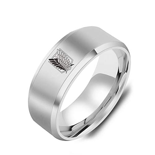 Gilieyer Wings of Freedom Ring, Logo Edelstahl Ring für Männer Wings of Liberty Ring Fingerring Ehering Anime Ring Modeschmuck für Männer Jungen (Silber, 7) von Gilieyer