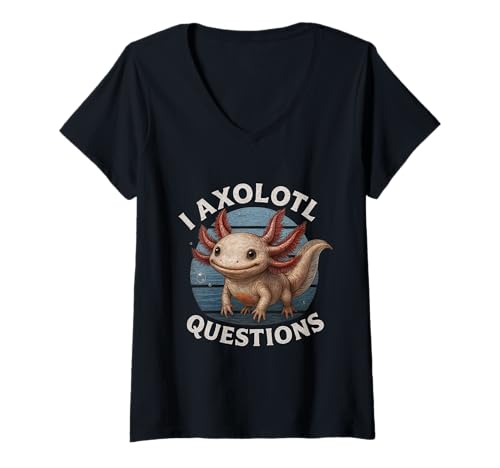Damen I Axolotl Questions Lustiges süßes Axolotl Wortspiel T-Shirt mit V-Ausschnitt Damen I Axolotl Questions Lustiges süßes Axolotl Wortspiel T-Shirt mit V-Ausschnitt von Gill Talk Amphibian Apparel