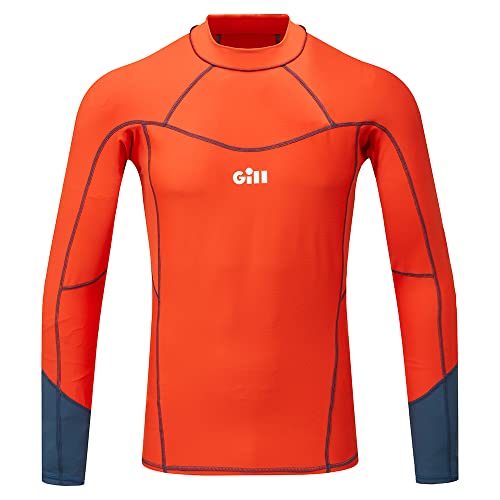 Gill Langarm-Pro-Rashguard-Hemdweste mit 50+ UV-Sonnenschutz, ideal für alle Wassersportarten, Surfen, Paddle-Board, Kajakfahren für Herren (Orange, M) von Gill