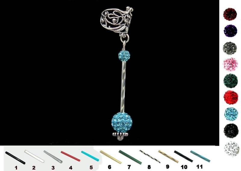 Ear Manschette Vintage-stab Für Doppelte Kristallshamballa, Farbauswahl von GillWellsCreations