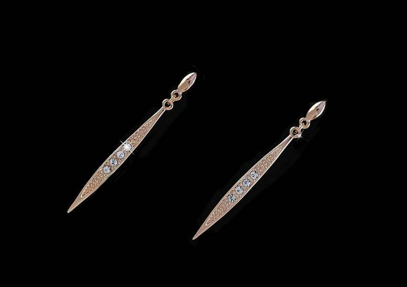Elfenschwertohrringe Aus Roségold Mit Hellen Kristallen von GillWellsCreations