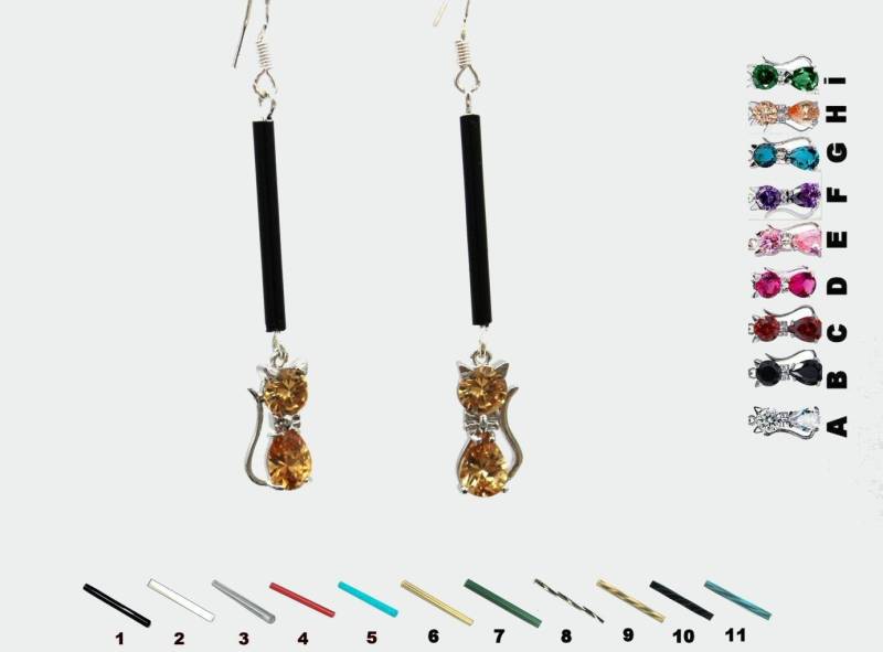 Goldener Katzenohrring Auf Stamm, Champagnerkätzchen Oder Anderer Kristallfarbe, Natürliches Tierjuwel von GillWellsCreations