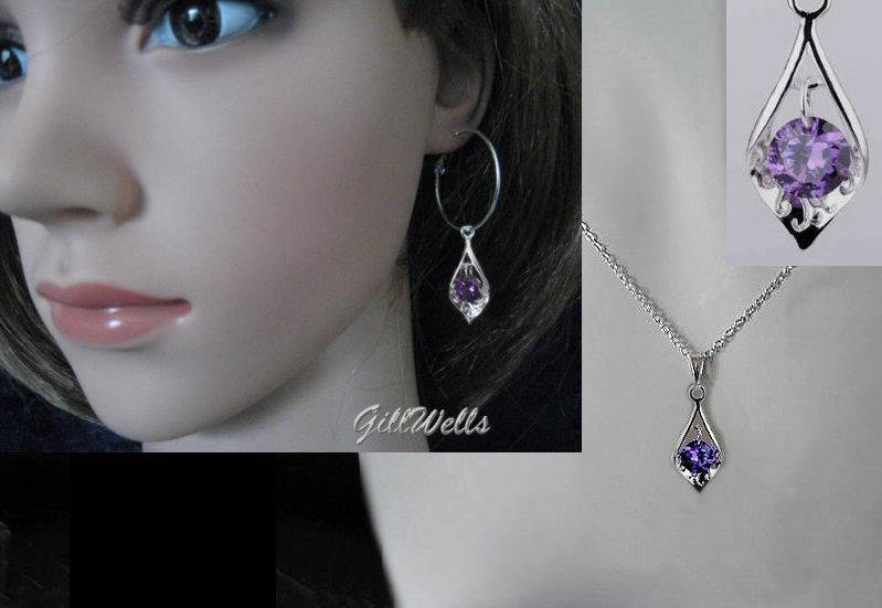 „Kreolen Besetzt Mit Gemeißeltem Blattsilber Und Amethysten" von GillWellsCreations