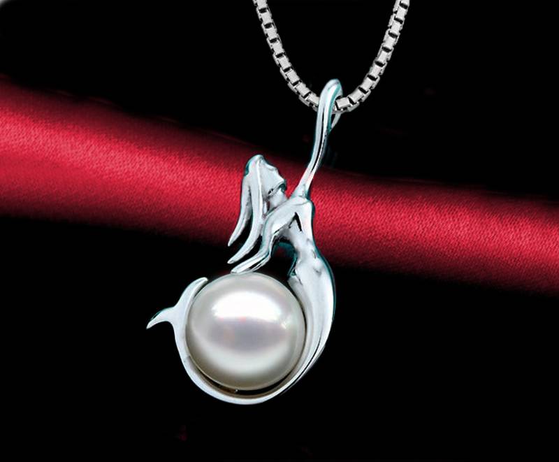 Meerjungfrau-Halskette Aus 925Er Silber Mit Süßwasserperle von GillWellsCreations