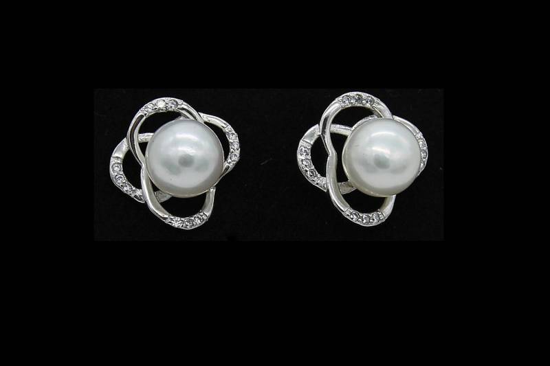 Saturn Planet Süßwasserperlen Ohrringe, 925 Sterling Silber Glücksklee von GillWellsCreations