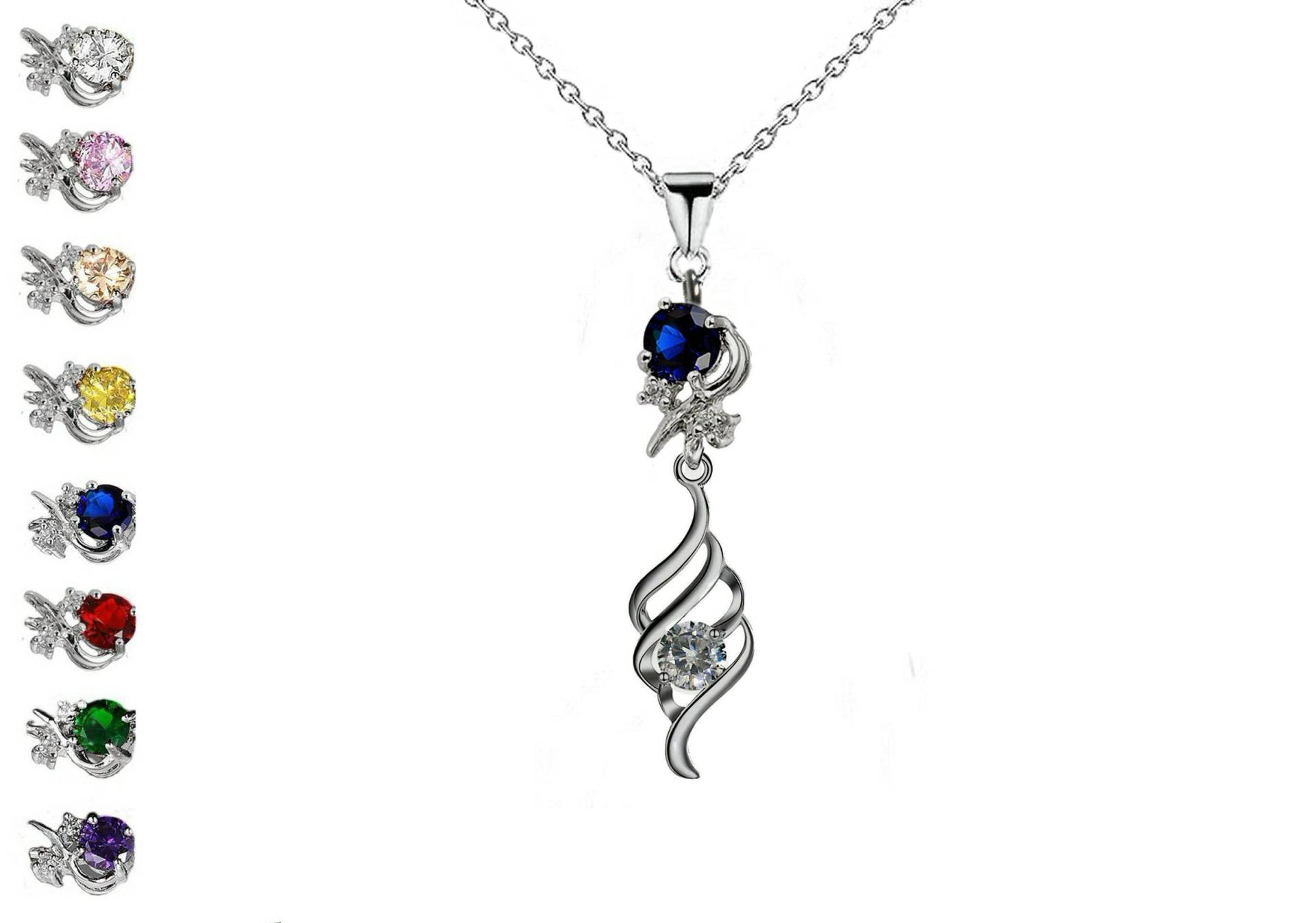 Silberne Engelsfeder-Halskette Mit Kristallblume, Stein Ihrer Wahl von GillWellsCreations