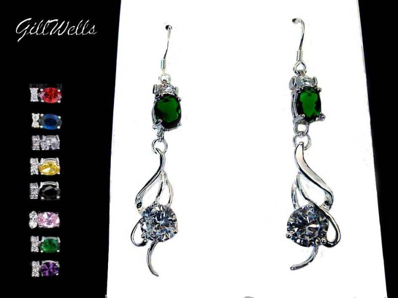 Silver Emerald Earrings & Other Crystals On Arabesques von GillWellsCreations