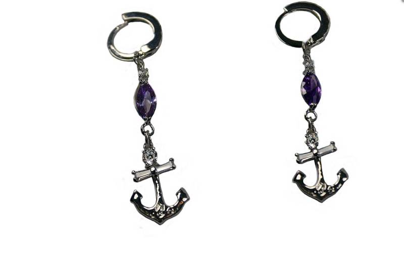 „Topas-Anker - Und Amethyst-Marquise"-Ohrringe von GillWellsCreations